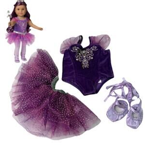 American Girl Leotard Tutu Ballet Slipper Shoes Sugar Plum Fairy Outfit Set New